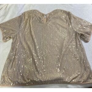 Shein Curve Gold‎ Sequin Shirt Size 2XL (46)